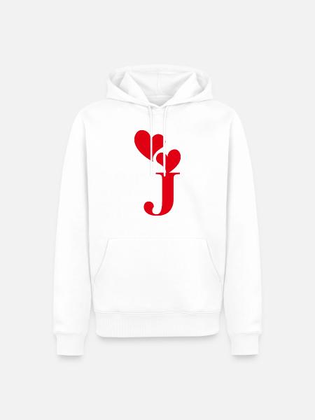 Buchstabe j rotes Herz - Männer Premium Bio Hoodie - Weiß