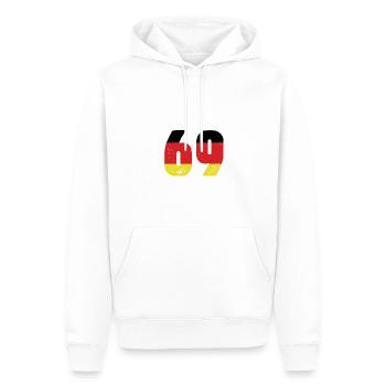 69 Number Jersey Tyskland - Herre Premium økologisk hoodie - hvid - Foran - Nico (187cm)