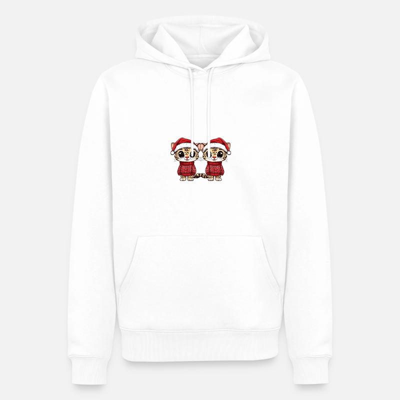 L’équipe de Noël léopard - Sweat à capuche Premium bio Homme - blanc