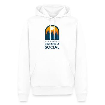 Distance sociale - Sweat à capuche Premium bio Homme - blanc - Devant - Nico (187cm)