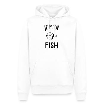 Je m'en fish - Sweat à capuche Premium bio Homme - blanc - Devant - Nico (187cm)