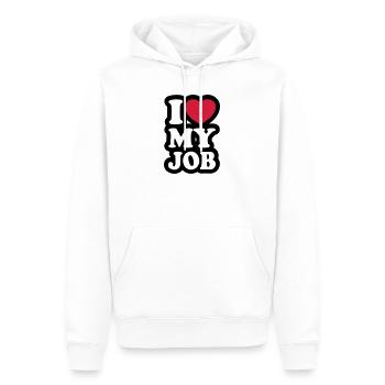 I love my job - J'aime mon travail - Sweat à capuche Premium bio Homme - blanc - Devant - Nico (187cm)