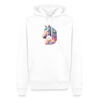 Cheval fleur - Sweat à capuche Premium bio Homme - blanc - Devant - Nico (187cm)