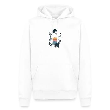 Frau mit Berglandschaft und Natur - Männer Premium Bio Hoodie - Weiß - Vorne - Nico (187cm)