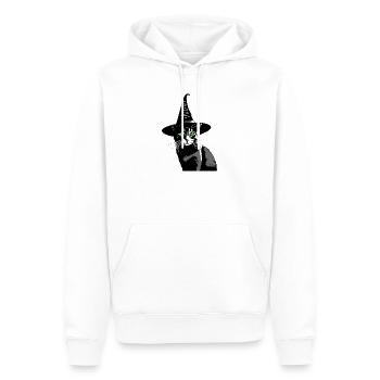 Chat Yeux Verts Chapeau Sorcière Walpurgis Nuit - Sweat à capuche Premium bio Homme - blanc - Devant - Nico (187cm)