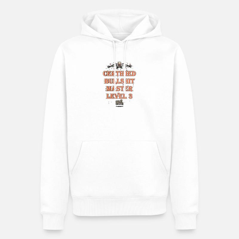 Certifié Bullshit Master Niveau 3 - Sweat à capuche Premium bio Homme - blanc