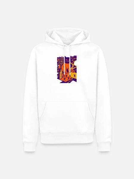 Chat géant dans la ville - Sweat à capuche Premium bio Homme - blanc