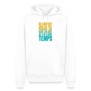 COOLER SPRUCH FÜR MEHRSPRACHLER, INTERNATIONAL - Männer Premium Bio Hoodie - Weiß - Vorne - Nico (187cm)