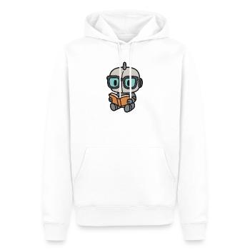 Robot geek avec lunettes et livre - Sweat à capuche Premium bio Homme - blanc - Devant - Nico (187cm)