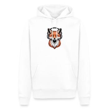 Fuchs mit Kopfhörern - Männer Premium Bio Hoodie - Weiß - Vorne - Nico (187cm)