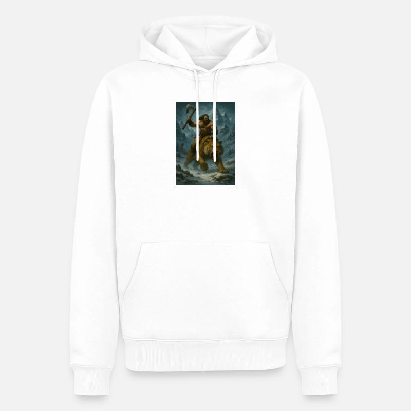 Wilder Krieger auf Sabertooth Tiger – Kunst - Männer Premium Bio Hoodie - Weiß