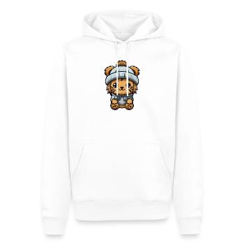 Lion Hiver Animal Bébé Bande Dessinée - Sweat à capuche Premium bio Homme - blanc - Devant - Nico (187cm)