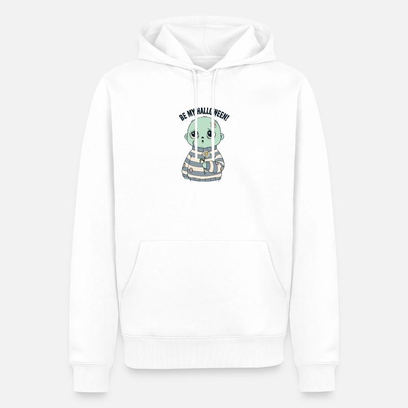 Adorable tête de mort en pull rayé - Sweat à capuche Premium bio Homme - blanc
