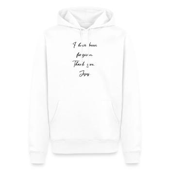 Mir ist vergeben - Jesus Christus hat bezahlt - Männer Premium Bio Hoodie - Weiß - Vorne - Nico (187cm)