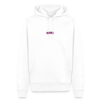 1976 Retro Neon-Glitch - Männer Premium Bio Hoodie - Weiß - Vorne - Nico (187cm)