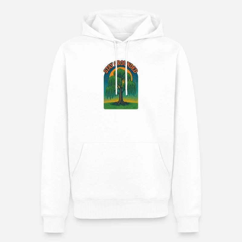 Reste cloué au sol Willow Sunset - Sweat à capuche Premium bio Homme - blanc