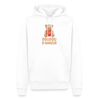 Doudou d'amour Humour Cadeau Mignon - Sweat à capuche Premium bio Homme - blanc - Devant - Nico (187cm)