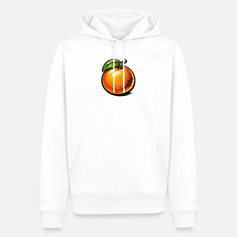 Comic Orange – Fruchtiges Illustrationsdesign 🍊 - Männer Premium Bio Hoodie - Weiß