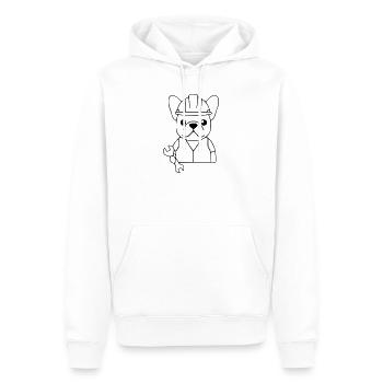 Frenchie Mechanic Tool - Men’s Premium Organic Hoodie - white - Front - Nico (187cm)