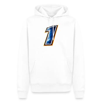 Numéro 1 Maillot de football Design sportif minimaliste - Sweat à capuche Premium bio Homme - blanc - Devant - Nico (187cm)