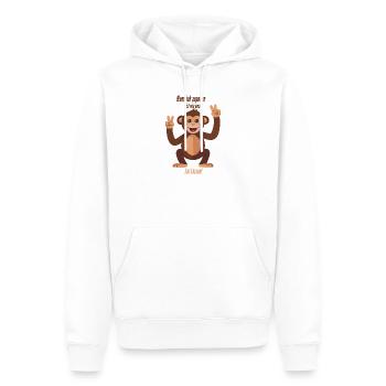 Wenn ich anpacke, ist wie wenn 2 los lassen! - Männer Premium Bio Hoodie - Weiß - Vorne - Nico (187cm)