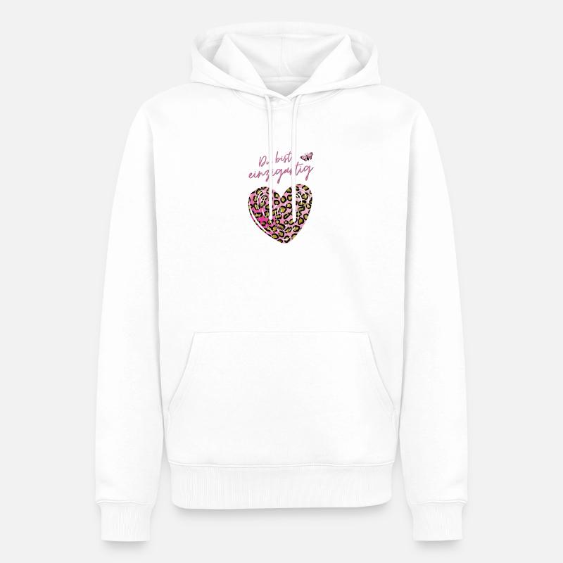 Du bist einzigartig Leopard Herz - Männer Premium Bio Hoodie - Weiß