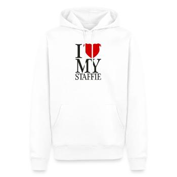 I Love My Staffie With Heart Head - 008b - Men’s Premium Organic Hoodie - white - Front - Nico (187cm)