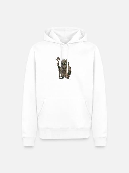Grizzled Goblin Sage mit Stab - Männer Premium Bio Hoodie - Weiß
