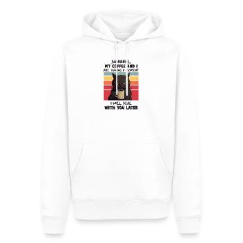 A funny vintage design featuring a grumpy black ca - Sweat à capuche Premium bio Homme - blanc - Devant - Nico (187cm)