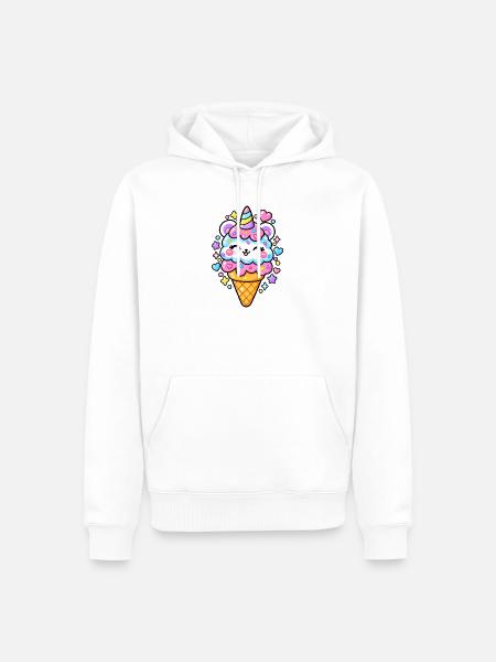 Lustiges Pastell-Eishorn - Männer Premium Bio Hoodie - Weiß
