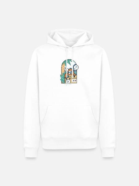 Faulheit pumpt Fettschläge an der Küste - Männer Premium Bio Hoodie - Weiß