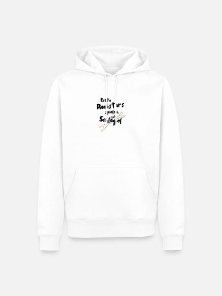 Echte Rockstars spielen mit Schlägel - Männer Premium Bio Hoodie - Weiß