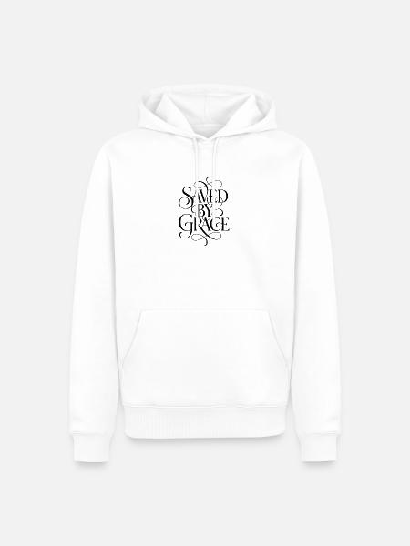 Saved_By_Grace_Black - Männer Premium Bio Hoodie - Weiß
