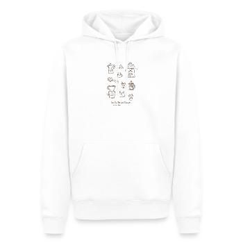 Ein Kaffee am Morgen – Lustiger Kaffee Spruch  - Männer Premium Bio Hoodie - Weiß - Vorne - Nico (187cm)