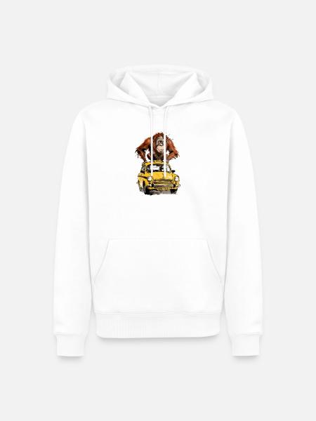 Affe auf dem Taxi Monkey Tours - Männer Premium Bio Hoodie - Weiß