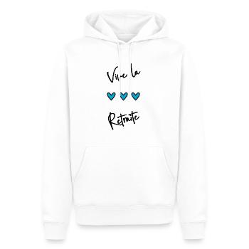 RETRAITE. BONNE RETRAITE. JOYEUSE RETRAITE - Sweat à capuche Premium bio Homme - blanc - Devant - Nico (187cm)