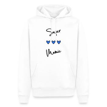 SUPER MAMIE. MAMIE. FÊTE DES MÈRES. BONNE FÊTE - Sweat à capuche Premium bio Homme - blanc - Devant - Nico (187cm)