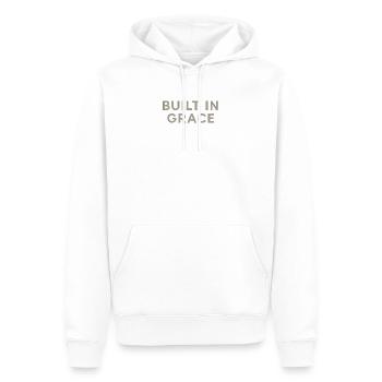 Typographie Grace intégrée - Sweat à capuche Premium bio Homme - blanc - Devant - Nico (187cm)