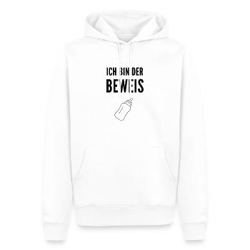 Shirt Motiv für Schwangere - Ich bin der Beweis - Männer Premium Bio Hoodie - Weiß - Vorne - Nico (187cm)
