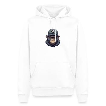 Singe avec casquette - Sweat à capuche Premium bio Homme - blanc - Devant - Nico (187cm)