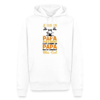 papa motard. Cadeau papa motard. père motard. - Sweat à capuche Premium bio Homme - blanc - Devant - Nico (187cm)