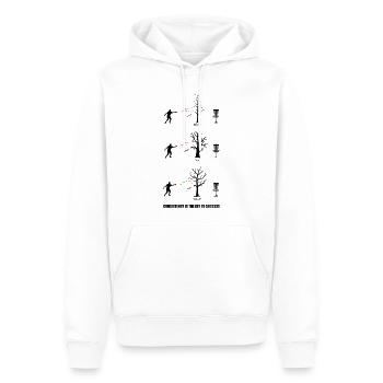 discgolf, frisbee golf, arbres, disque, loisirs, sports - Sweat à capuche Premium bio Homme - blanc - Devant - Nico (187cm)