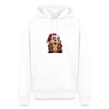 Noël du castor - Sweat à capuche Premium bio Homme - blanc - Devant - Nico (187cm)