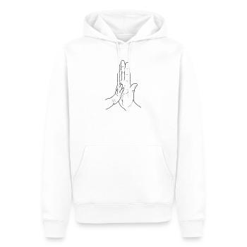 check main bébé et adulte - Sweat à capuche Premium bio Homme - blanc - Devant - Nico (187cm)