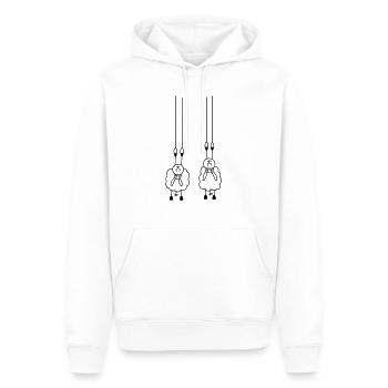 Moutons sur les anneaux - Sweat à capuche Premium bio Homme - blanc - Devant - Nico (187cm)