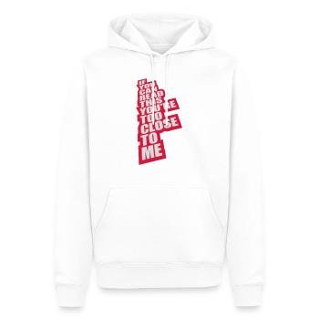 trop près de moi - Sweat à capuche Premium bio Homme - blanc - Devant - Nico (187cm)