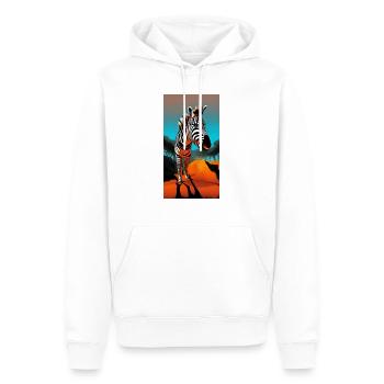 Comic-Zeichnung Zebra (Hippotigris) bei Sonnenuntergang - Männer Premium Bio Hoodie - Weiß - Vorne - Nico (187cm)
