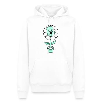 Bâiller fatigué somnolent tête fleur visage pot de fleur - Sweat à capuche Premium bio Homme - blanc - Devant - Nico (187cm)