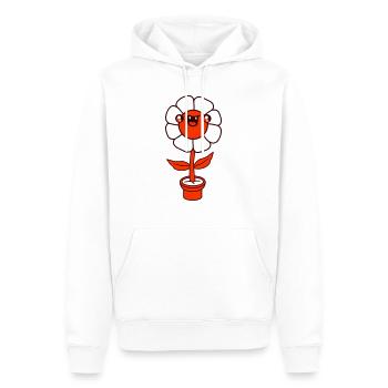 Kleine Lustige Glückliche Blume Gesicht Blumentopf - Männer Premium Bio Hoodie - Weiß - Vorne - Nico (187cm)