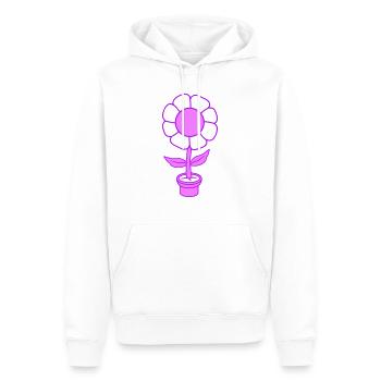 Petit Joli Pot de Fleur Rose Heureux - Sweat à capuche Premium bio Homme - blanc - Devant - Nico (187cm)